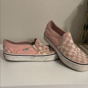 Vans Pink Checkered Slip-On Sneakers